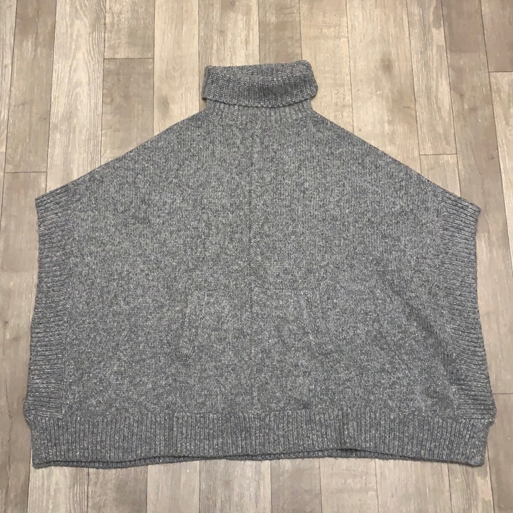 J. Crew Merino Wool Alpaca Blend Turtleneck Pullover Poncho Sweater